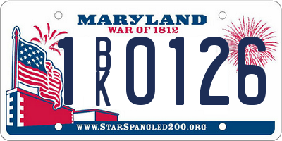 MD license plate 1BK0126
