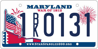 MD license plate 1BK0131