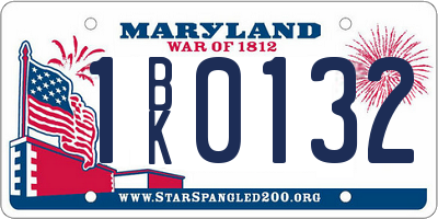 MD license plate 1BK0132