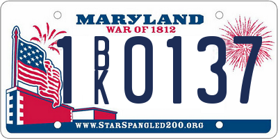 MD license plate 1BK0137