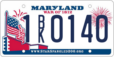 MD license plate 1BK0140