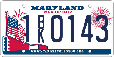 MD license plate 1BK0143