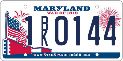 MD license plate 1BK0144