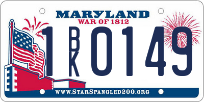 MD license plate 1BK0149