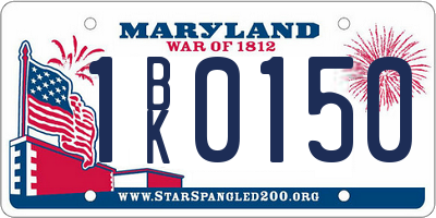 MD license plate 1BK0150