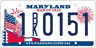 MD license plate 1BK0151
