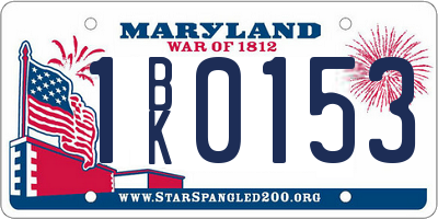 MD license plate 1BK0153