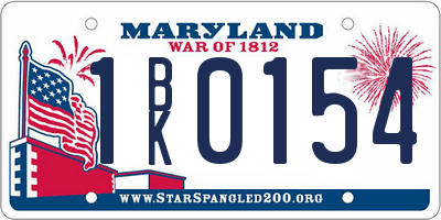 MD license plate 1BK0154