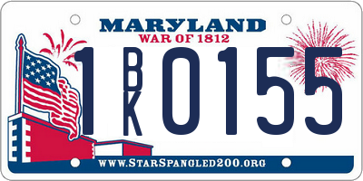 MD license plate 1BK0155