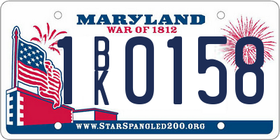MD license plate 1BK0158