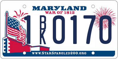 MD license plate 1BK0170