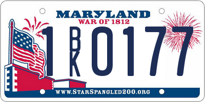 MD license plate 1BK0177
