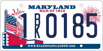 MD license plate 1BK0185