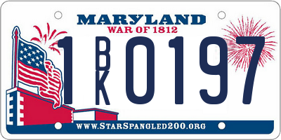 MD license plate 1BK0197