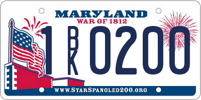 MD license plate 1BK0200