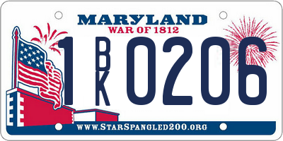 MD license plate 1BK0206