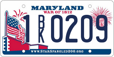 MD license plate 1BK0209