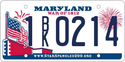 MD license plate 1BK0214