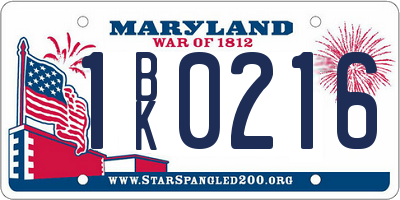 MD license plate 1BK0216