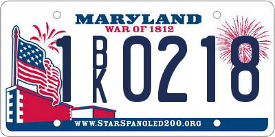 MD license plate 1BK0218