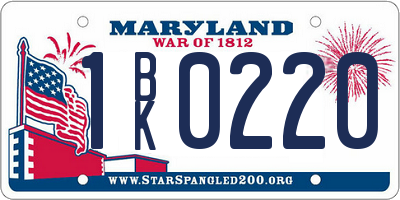 MD license plate 1BK0220