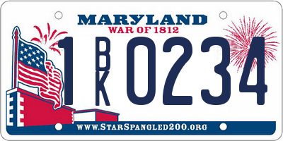 MD license plate 1BK0234