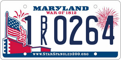 MD license plate 1BK0264