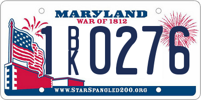 MD license plate 1BK0276