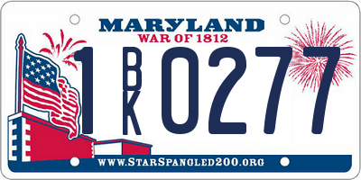 MD license plate 1BK0277