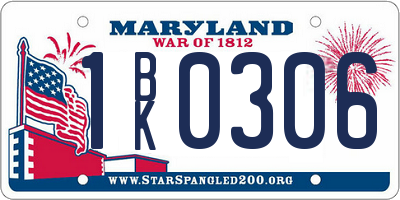 MD license plate 1BK0306