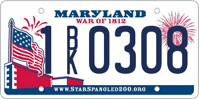 MD license plate 1BK0308