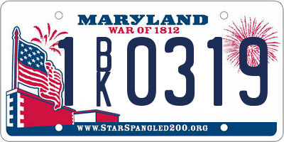 MD license plate 1BK0319