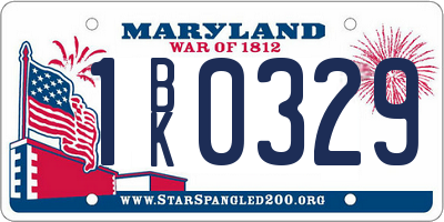 MD license plate 1BK0329