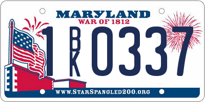 MD license plate 1BK0337