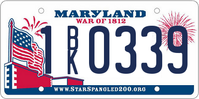 MD license plate 1BK0339