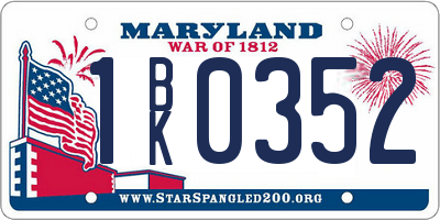 MD license plate 1BK0352