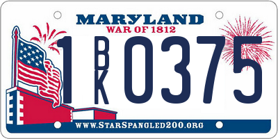 MD license plate 1BK0375