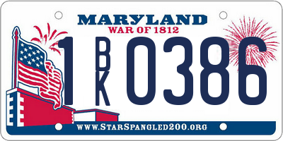 MD license plate 1BK0386