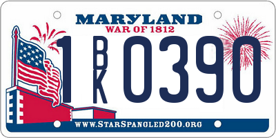 MD license plate 1BK0390