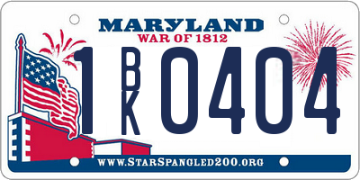 MD license plate 1BK0404