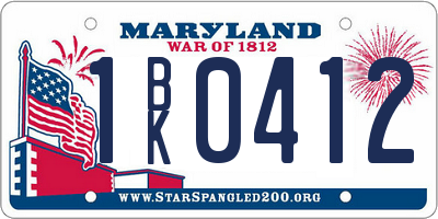 MD license plate 1BK0412