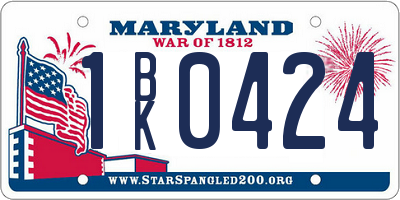 MD license plate 1BK0424