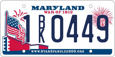 MD license plate 1BK0449