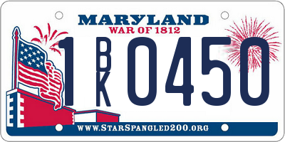 MD license plate 1BK0450