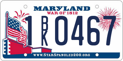 MD license plate 1BK0467