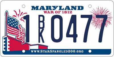 MD license plate 1BK0477