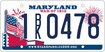 MD license plate 1BK0478