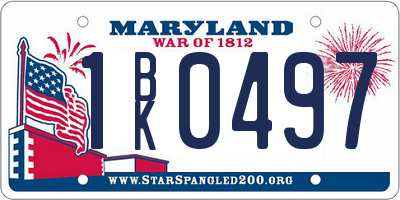 MD license plate 1BK0497
