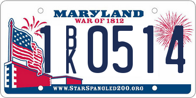 MD license plate 1BK0514