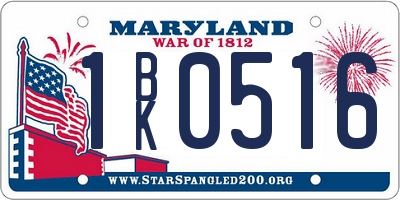 MD license plate 1BK0516